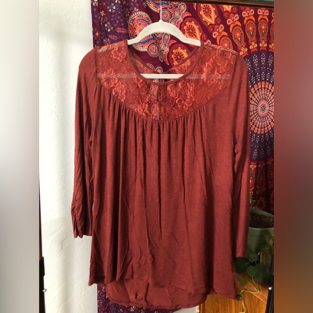 Maurices Rust Lace Long Sleeve